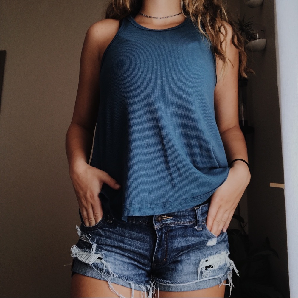 Teal free people tank top